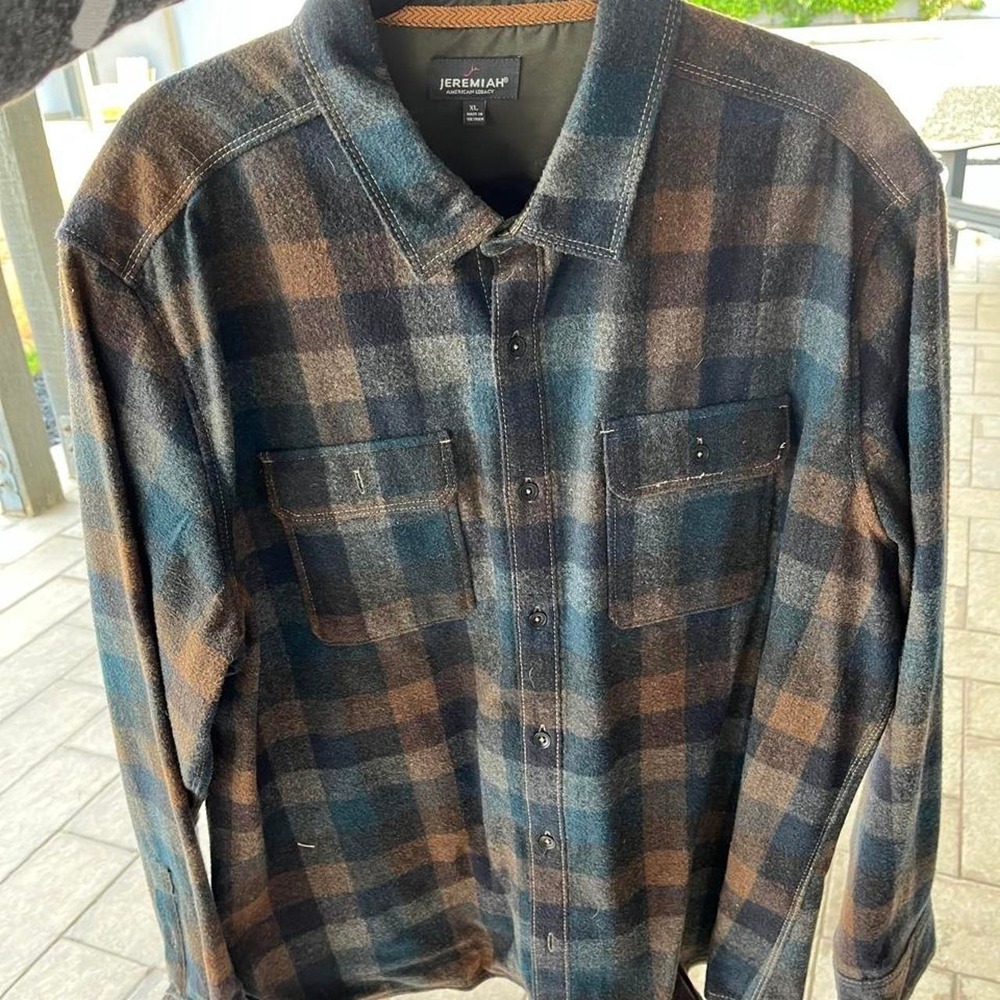 Jeremiah American Legacy Plaid Flannel Wool Shirt XL